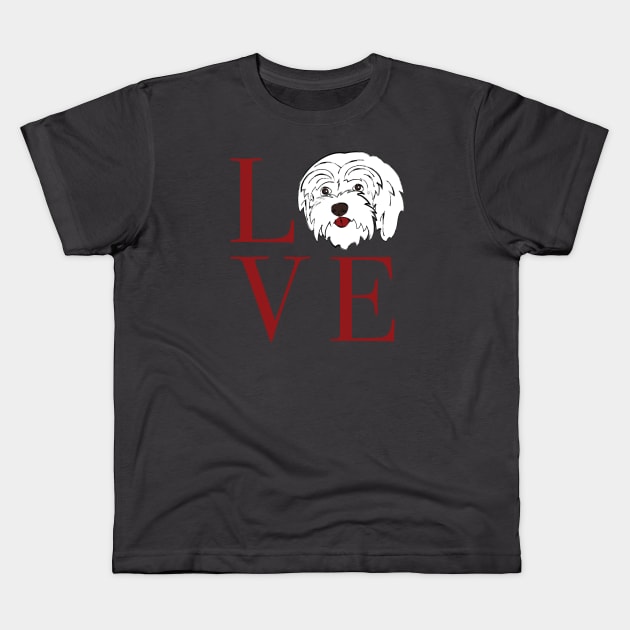 Maltese Love Kids T-Shirt by The Wagging Willow